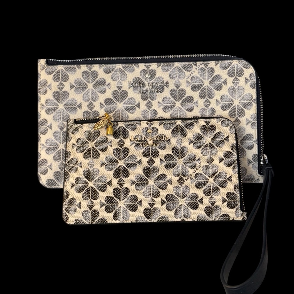 Kate Spade Navy and Cream Floral Clutch Set